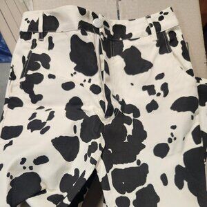 Emory Park Flair Cow Print High Waisted Jeans Size Medium Black and Cream